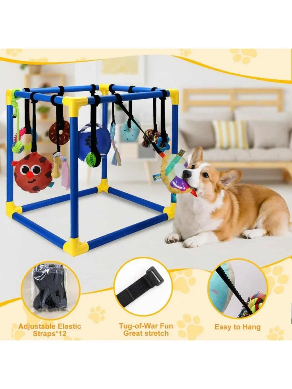 Interactive Puppy Play Gym with 12 Toys, Removable Indoor Activity Center for